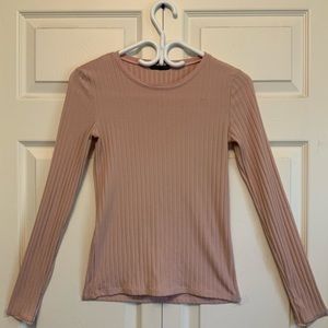 Zara women’s fitted pink ribbed long sleeve